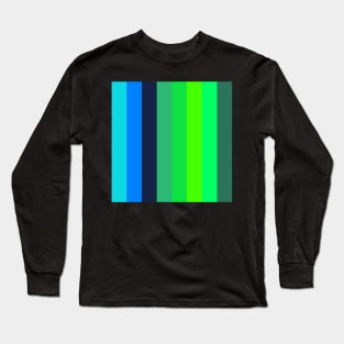 blue and green minimalist stripe pattern Long Sleeve T-Shirt